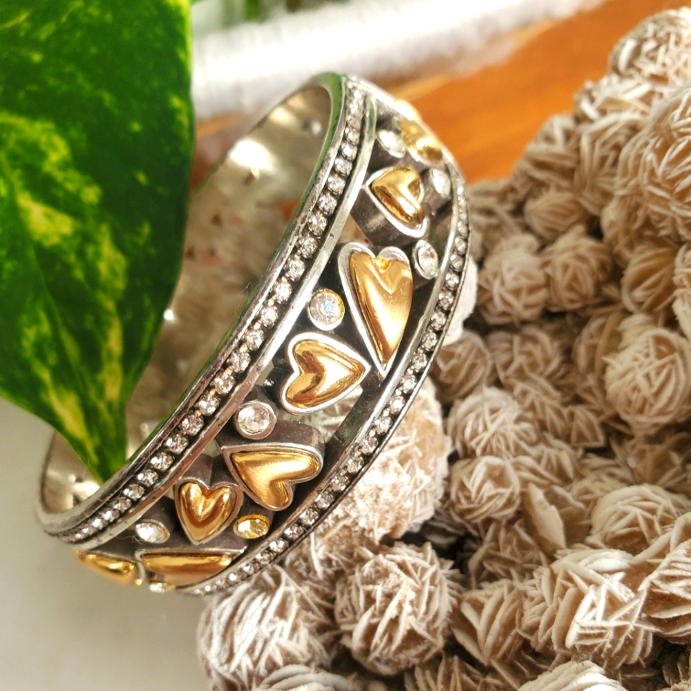 Brighton Gold/Silver Rhinestone & Hearts Bangle 💕